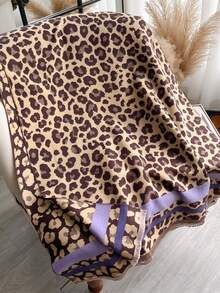 1pc Women's Imitation Cashmere Flower Jacquard Warm Scarf Shawl Suitable For Daily Use In Autumn And Winter EleganLeopard Print