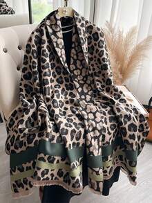 1pc Women's Imitation Cashmere Flower Jacquard Warm Scarf Shawl Suitable For Daily Use In Autumn And Winter EleganLeopard Print