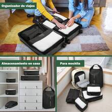 6 Piece Large Capacity Compression Travel Organizer Set, Double Zipper Luggage Travel Organizer Bags - 黑色 - 查看 6