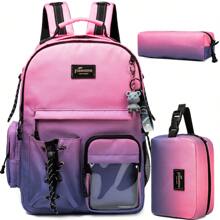 3PCS Multi-Coloured Leather Backpack For Kids Multi-Pocket Multi-Functional Schoolbag With Lunch Bag And Pencil Case Kids Travel Bag For Elementary School Students - Multicolor - View 20
