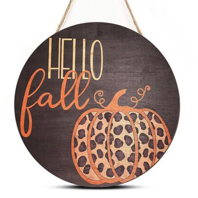 Halloween Theme Home Wooden Crafts Autumn Door Number Circular Sign Holiday Party Home Wall Hanging Decoration,Christmas