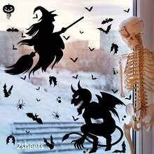 1 Set Halloween Giant Ghost Monster Ghost Shadow Window Sticker Witch Death God Bat Skeleton Halloween Party Decoration Static Sticker,Christmas - Multicolor - View 8