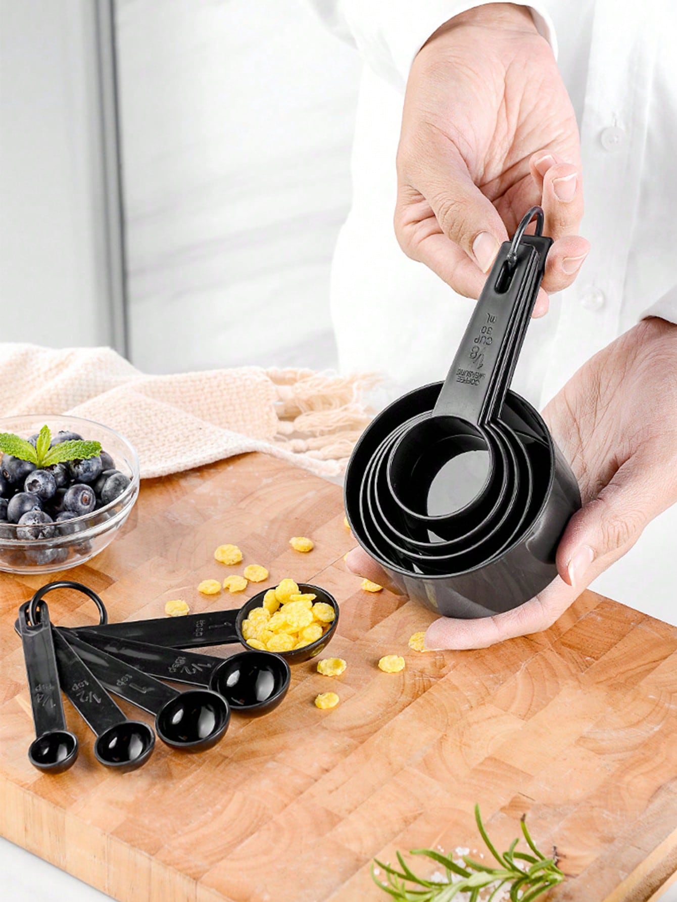 5 قطع مجموعة أكواب وملاعق قياس بلاستيكية للخبز, 10...