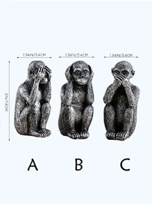 1/3 件 Leekung 三只聪明的猴子雕像适用于家庭装饰，非礼勿听非礼勿视非礼勿言小雕像适用于客厅波西米亚风格书桌金色现代桌面装饰，猴子礼品架装饰古铜色，送给妈妈的礼物，婚礼用品 - 多色2 - 查看 7