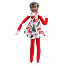 1 pieza Conjunto de accesorios navideños para muñeca - Delantal + Gorro de chef (El diseño es aleatorio, la muñeca no está incluida)