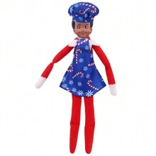 1 pieza Conjunto de accesorios navideños para muñeca - Delantal + Gorro de chef (El diseño es aleatorio, la muñeca no está incluida)