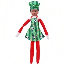 1 pieza Conjunto de accesorios navideños para muñeca - Delantal + Gorro de chef (El diseño es aleatorio, la muñeca no está incluida)