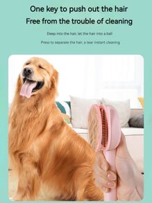 双面猫/狗爱好者礼物和狗/猫妈妈爱宠物美容耙梳，带密齿和疏齿 - 銀色 - 查看 9