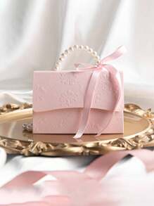 20pcs/10pcs-Faux Pearl Decor Gift Box, Simple Wrapping Bag For Party,Pearl Handle Decor Paper Gift Box,Exquisite Pink Gift Packaging Box For Valentine's Day Wedding Gift Box,Festival Gift Box,Letterpress Printing Flower Candy Box Mini Packaging Bags Paper Box For Gift Set Box Small Gift Bags Wedding Favors Party Decor,Valentine's Day Decorations, Valentine's Day Gift Box - Pink - View 6