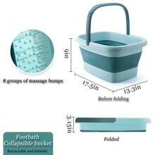 Larora Foldable Foot Bath For Foot Soaking Tub , Foot Soak Tub With Handle And Massage Points Foot Soak Tub With Handle And Massage Points For Foot Spa Treatments , Camping , Collapsible Laundry Tub (Green) - Green - View 6