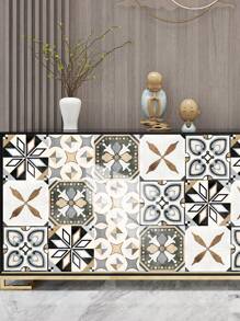 10 pièces Autocollant mural imitation carreau céramique imprimé de motif floral en PVC, papier peint autocollant en mosaïque DIY, décoration murale imperméable anti-saleté pour la cuisine, la salle de bain et le salon