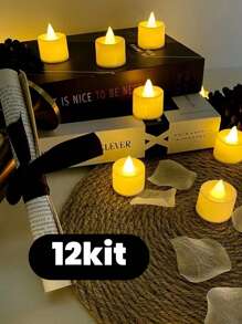 12 Peças Vela Led Eletrônica Linda Amarela Decorativa, Festa Promoção