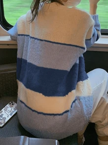 CMC Women's Casual Comfortable Striped Pullover Sweater, Simple & Versatile