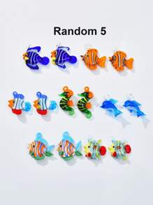 1/5 pièces Dauphin, hippocampe, pendentif d'animal marin en cristal de verre mignon et coloré, adapté pour la fabrication de bijoux DIY, colliers, boucles d'oreilles, porte-clés, chaîne de téléphone, décoration d'aquarium, cadeau - Multicolore - Voir 11
