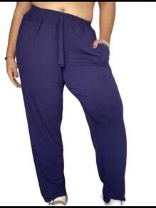 Viscolycra Mesh Pants Plus Size Comfortable Loose - 藏蓝色 - 查看 1
