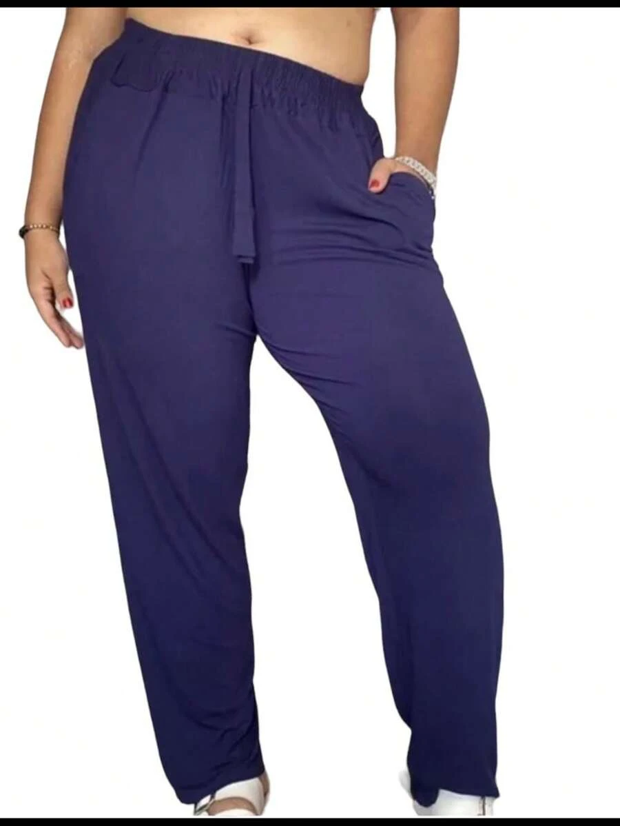 Viscolycra Mesh Pants Plus Size Comfortable Loose - 藏蓝色 - 查看 1