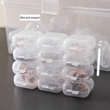 10 hộp nhựa vuông trong suốt mini có nắp bản lề, tiện lợi cho việc sắp xếp, hộp đựng đồ trang sức mini, hộp đựng nút tai để đựng đồ trang sức, đồ kim khí, đồ thủ công, hạt cườm và nhiều vật dụng nhỏ khác - Trong sáng - Xem 9