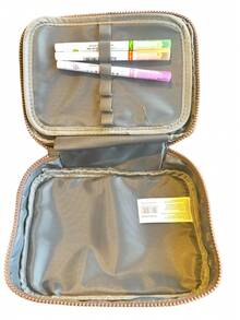 Metal Monkey Pencil Case With Keychain, Briefcase For Pens, Markers, Pencils, 3 Compartments - Coffee Brown - View 4
