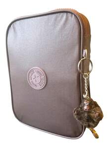 Metal Monkey Pencil Case With Keychain, Briefcase For Pens, Markers, Pencils, 3 Compartments - Coffee Brown - View 2