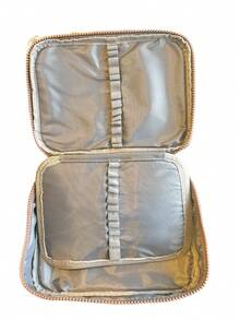 Metal Monkey Pencil Case With Keychain, Briefcase For Pens, Markers, Pencils, 3 Compartments - Coffee Brown - View 3
