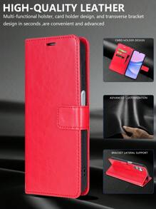 翻盖皮套 + 支架手机壳 + 高工艺 + 全套手机壳兼容 Apple IPhone 16 Pro Max/ S24 Ultra/Redmi Note 13 Pro，兼容 Apple IPhone 11/12/13/14/15 Pro Max、S24 Ultra、OPPO、VIVO、Redmi Note 11/12/13 Pro - 紅色 - 查看 6