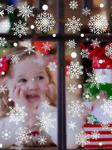 1set Christmas Snowflake Window Stickers, Static Cling Stickers For Christmas Themed Party Decor,Christmas - Multicolor - View 5