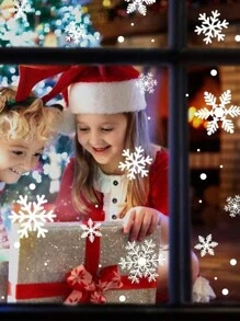 1set Christmas Snowflake Window Stickers, Static Cling Stickers For Christmas Themed Party Decor,Christmas - Multicolor - View 4