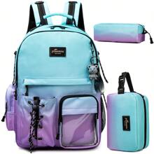 3PCS Multi-Coloured Leather Backpack For Kids Multi-Pocket Multi-Functional Schoolbag With Lunch Bag And Pencil Case Kids Travel Bag For Elementary School Students - Multicolor - View 15