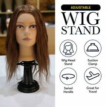 Wig Head Stand For Mannequin Head For Wigs Professional Display Wig Holder With Suction Cup Adjustable Swivel Handle - Black - View 6