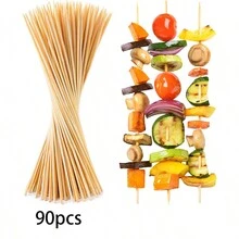 50/90入組一次性竹籤，天然竹製（90入組，2.5mm和3.0mm直徑/50入組，3.5mm和4.0mm直徑），適用於燒烤，開胃菜，水果，雞尾酒，烤肉串，巧克力噴泉，廚房，手工藝品和派對 - 彩色 - 查看 13
