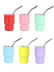 1 件/2 件/6 件不锈钢双层升华迷你不倒翁咖啡杯带盖和吸管水杯双层真空隔热杯适用于酒吧、俱乐部、餐厅、家庭、派对用品返校 - 白色 - 查看 18