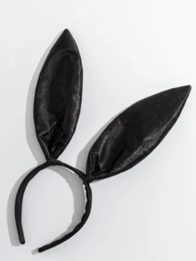 1pc Halloween Satin Bunny Ear Headband, Suitable For Holiday Party Costume - Black - View 2