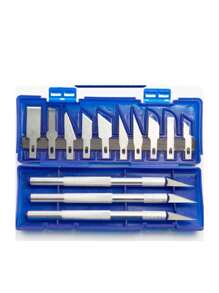 13 cái Kim loại Dao khắc Bút Nghệ thuật Niêm phong Cắt Thủ công Sự phối hợp Giấy Không trượt DIY Độ chính xác Công cụ sửa chữa - Màu xanh lam - Xem 8