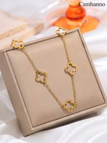 Camhanno 1件优雅大气不锈钢镂空项链适合节日期间送女朋友
