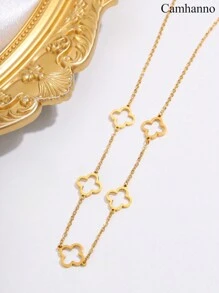 Camhanno 1件优雅大气不锈钢镂空项链适合节日期间送女朋友