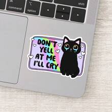 1 件“别对我大喊大叫，我会哭”贴纸 - 有趣的猫心理健康贴纸 - 用于水瓶、笔记本电脑、玻璃杯的乙烯基贴花 - 用这款哭泣的猫贴纸支持焦虑、敏感、抑郁 - 非常适合自闭症、内向和敏感的个人
