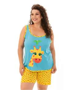 Plus Size Pajamas Tank Top (48/50/52/54) Luxury In Premium Mesh. - Amarillo - Ver 2
