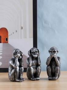 1/3 件 Leekung 三只聪明的猴子雕像适用于家庭装饰，非礼勿听非礼勿视非礼勿言小雕像适用于客厅波西米亚风格书桌金色现代桌面装饰，猴子礼品架装饰古铜色，送给妈妈的礼物，婚礼用品 - 多色2 - 查看 9