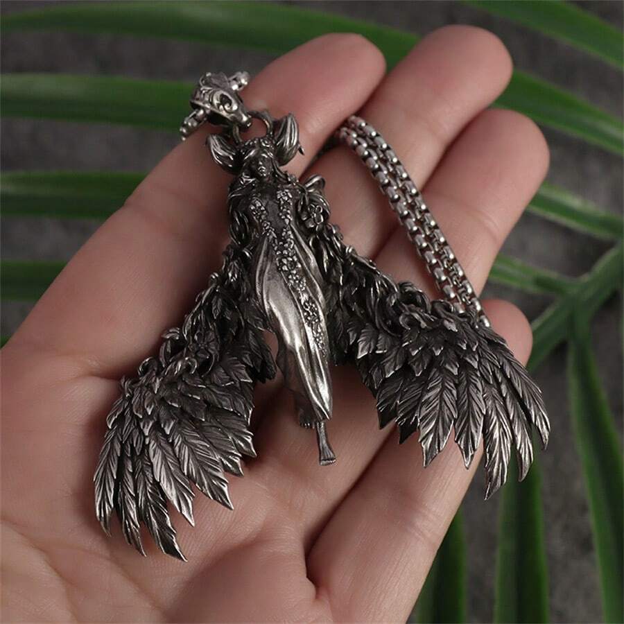 1pc Gothic Style Evil Angel, Witch, Devil Pendant Necklace, Punk Fashion Accessory, Gift For Him/Her - Gothic - View 1