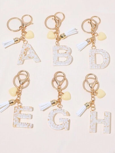 1pc A-Z Resin Star Letter Keychain Pendant, Suitable For Women And Girls, Can Decorate Wallets, Handbags, Bags, Also Can Be Used As Car Key Chain Pendant, Key Decoration Pendant And Anti-Lost Keychain, It Is An Excellent Gift For Friends
