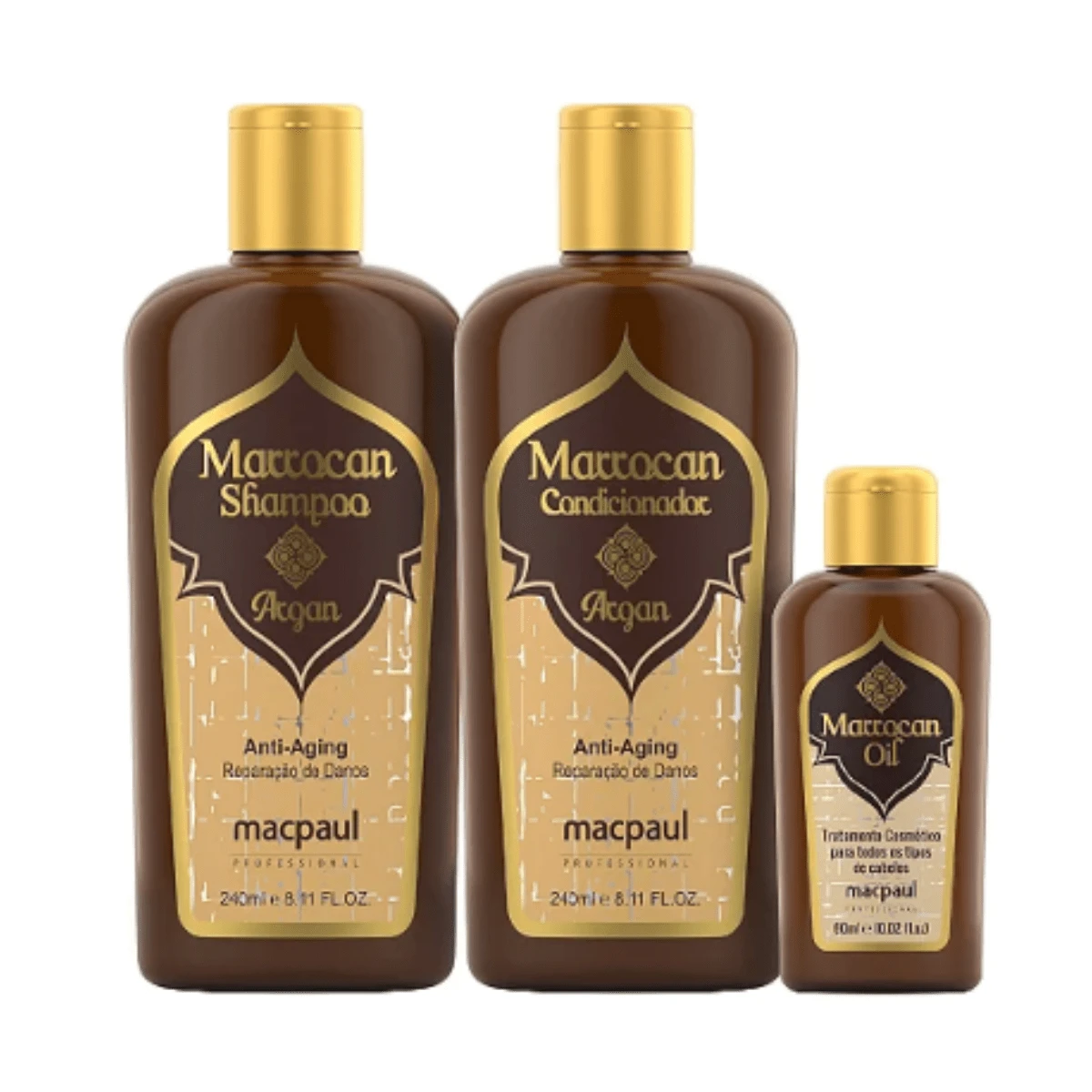 Macpaul Special Kit Shampoo Conditioner And Argan Oil Moroccan Argan - Marrón Mocha - Ver 1