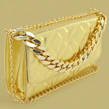 bolsa unissex bordado y corrente de mão - Dourado - Visão 2