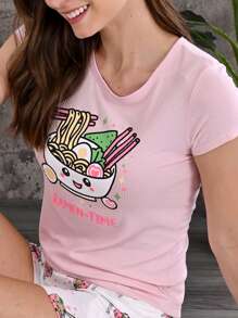 a DORMIR Conjunto de Pijama Dos Piezas Para Teen Top y Short - Rosa Pálido - Ver 5