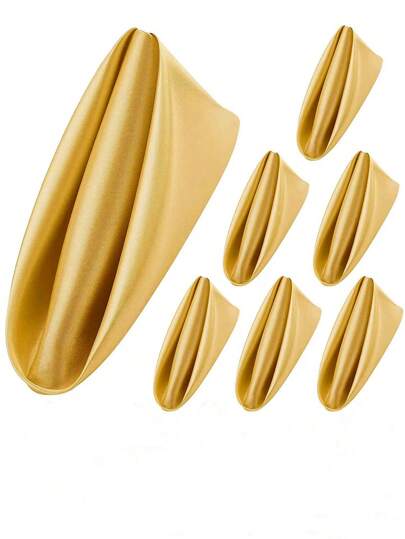 6pcs Gold Silky Satin Cloth Napkins Wedding Napkins Decorative Elegant Dinner Napkins Square Table Napkins Decor For Restaurant Banquet Graduation Party Event