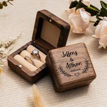 Personalized Wedding Ring Box, Custom Wood Ring Box, Ring Box Holder, Proposal Ring Box, Double Slot Ring Bearer Box, Wood Two Ring Box 1pc, Space-Saving Exquisite, Vintage, Tidy Custom, Personalized, Unique Boyfriend, Girlfriend, Dad, Mom, Family, Friends For Valentine's Day, For Mother's Day, For Birthdays, For Children's Day, For Father's Day, For Graduation