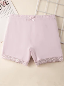 Tween Girl Solid Color Bow Decor Casual Leggings - Multicolor - View 2