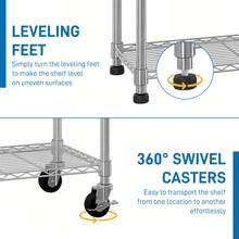 6-Tier Disassembly And Free Assembly NSF-Certified Steel Wire Shelving With Wheels - Silver - View 4
