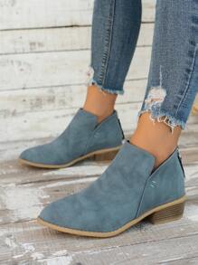 2024 Fall/Winter New Chunky Heel Pointed Toe Back Zipper Women's Fashion  Boots - Blue - View 2