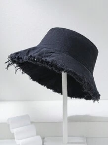 1pc Women's Solid Color Artsy Frayed Brim Bucket Hat, Versatile Bucket Hat - Multicolor - View 6