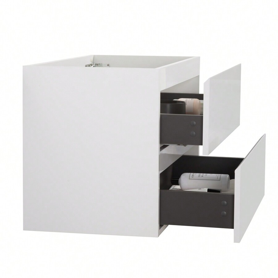 Wall Mount Bathroom Vanity WITHOUT Basin, White Color, With Two Drawer